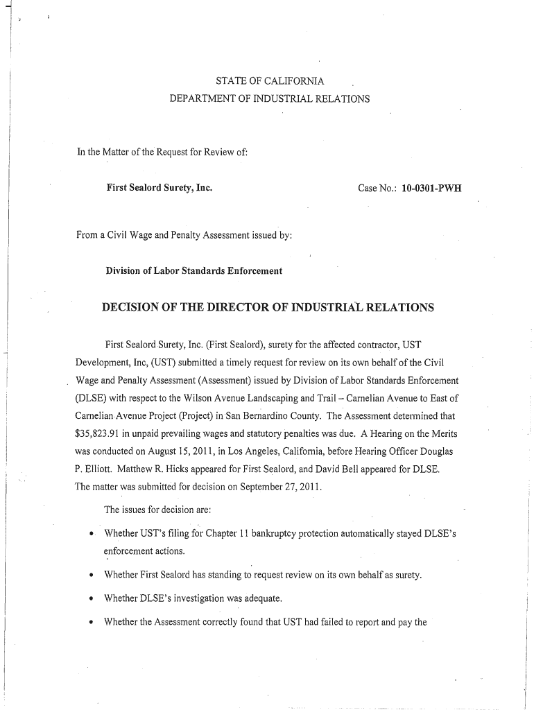 decision of the director of industrial relations - California Department Preview on Page 1