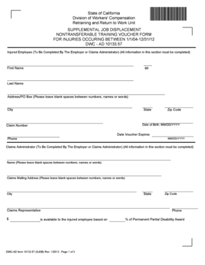 California Supplemental Job Displacement Voucher Form