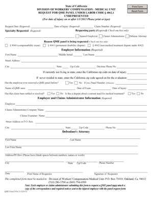 California QME Panel Request Form