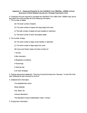 Required Elements for the Cal/OSHA Form 300A(Rev. 4/2004), Annual - dir ca