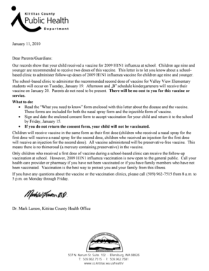 2009 H1N1 Influenza Vaccine Consent Form