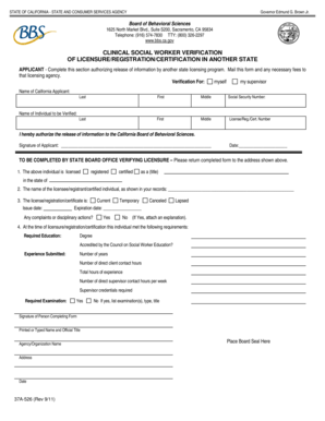 California Clinical Social Worker Verification Form