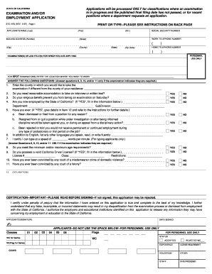 State of California Examination/Employment Application - calpers ca