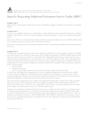 California Additional Retirement Service Credit Request