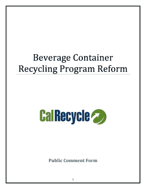 Beverage Container Recycling Program Public Comment Form