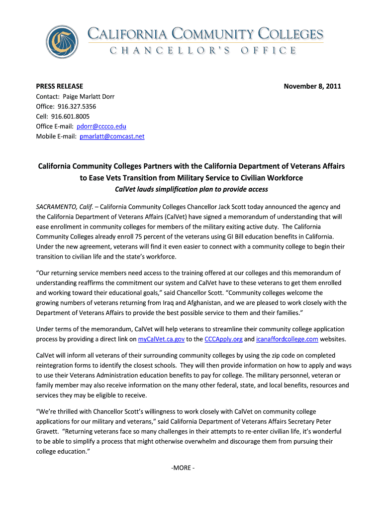 California Community Colleges Partners with the California Preview on Page 1