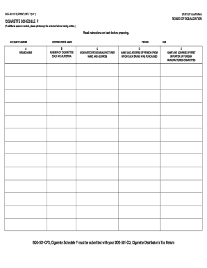 California Cigarette Schedule F