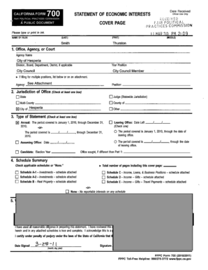 California Form 700 Statement of Economic Interests