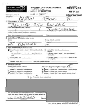 California Form 700 Statement of Economic Interests