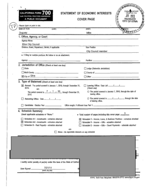 California Form 700 Statement of Economic Interests