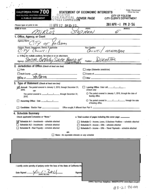 California Form 700 Statement of Economic Interests