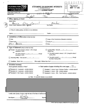 California Form 700 Economic Interests Statement