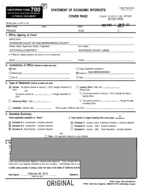 California Form 700 Statement of Economic Interests