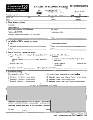 California Form 700 Statement of Economic Interests