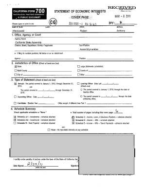 California Form 700 Statement of Economic Interests