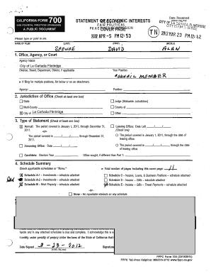 California Form 700 Statement of Interests