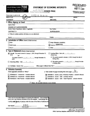 California Form 700 Statement of Economic Interests