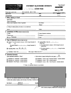 California Form 700 Statement of Economic Interests