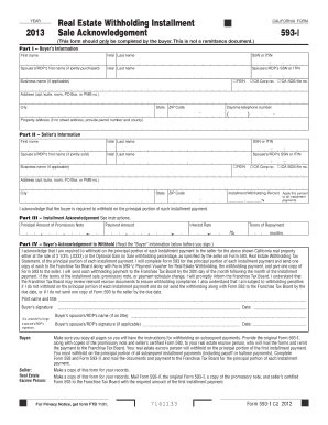 California Real Estate Withholding Installment Form 593-I