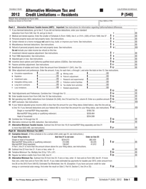 California Schedule P 540
