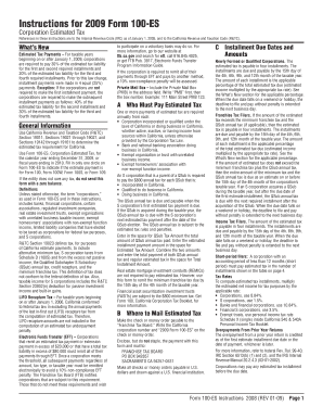 fillable online ftb ca 2009 instructions for form 100 es 100es form