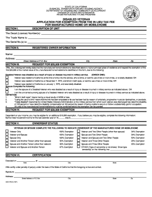 California Disabled Veteran Tax Exemption Form