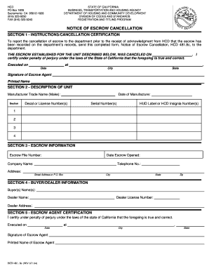 California Escrow Cancellation Notice