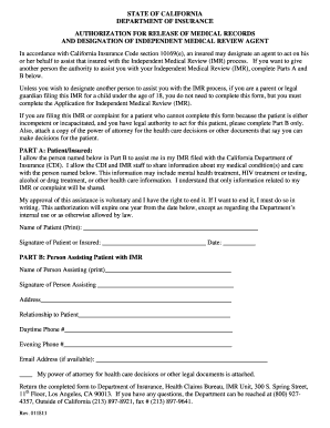 California Authorization for Release of Medical Records