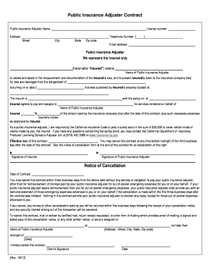 Public Insurance Adjuster Contract