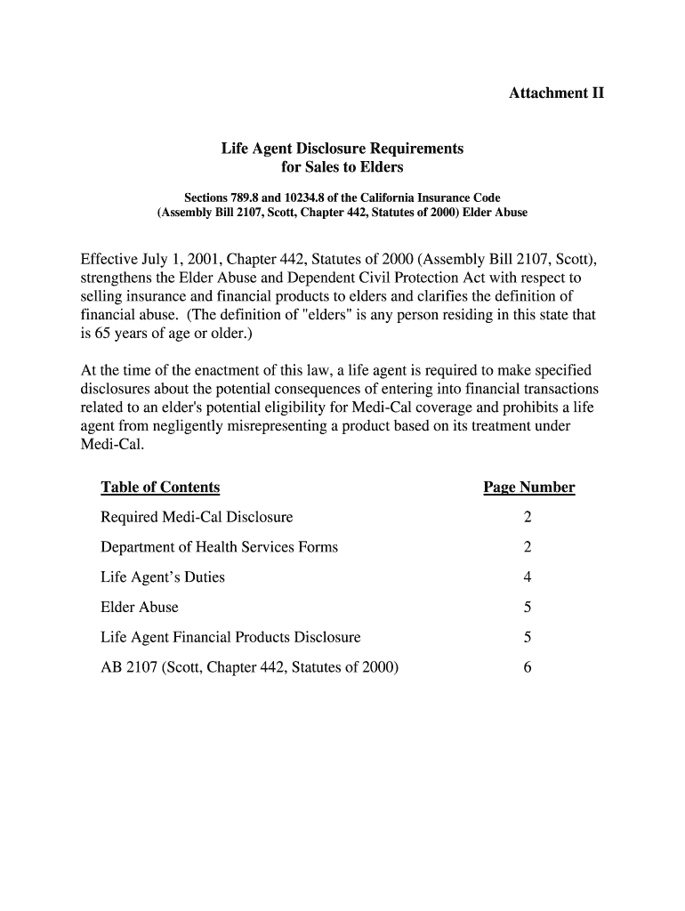 Fillable Online insurance ca Agent Disclosure Attachment II 2.DOC
