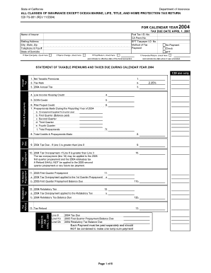 California Insurance Tax Return