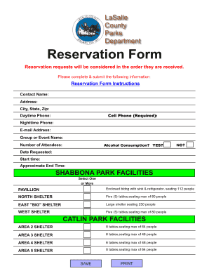 Park Facility Reservation Form