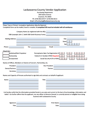 lackawanna county vendor application form