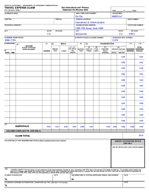 travel expense blank form