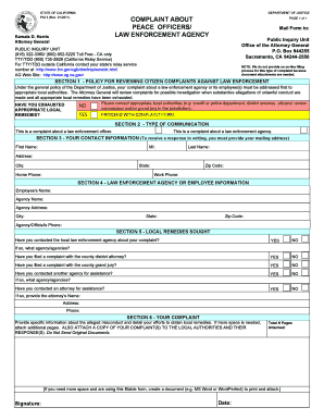 California Law Enforcement Complaint Form