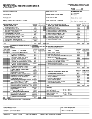 California Pest Control Records Inspection Form