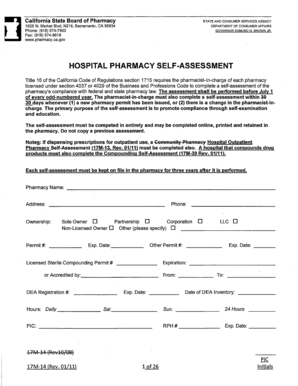 California Hospital Pharmacy Self-Assessment Form