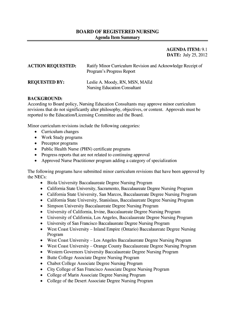 9 0 Education Licensing Report - Board of Registered Nursing - rn ca Preview on Page 1