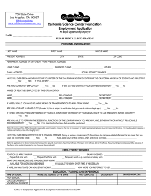 California Science Center Employment Application