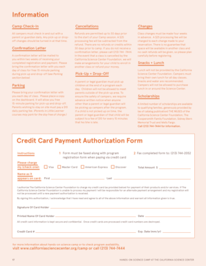California Science Center Camp Registration Form