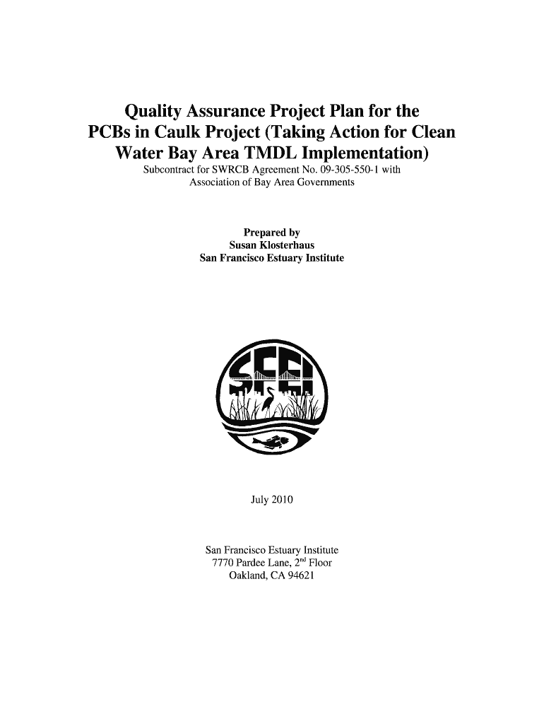 Quality Assurance Project Plan for the PCBs in Caulk Project Preview on Page 1