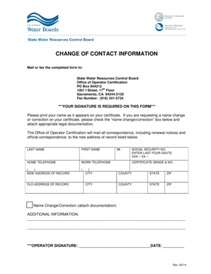 California Change of Contact Information Form