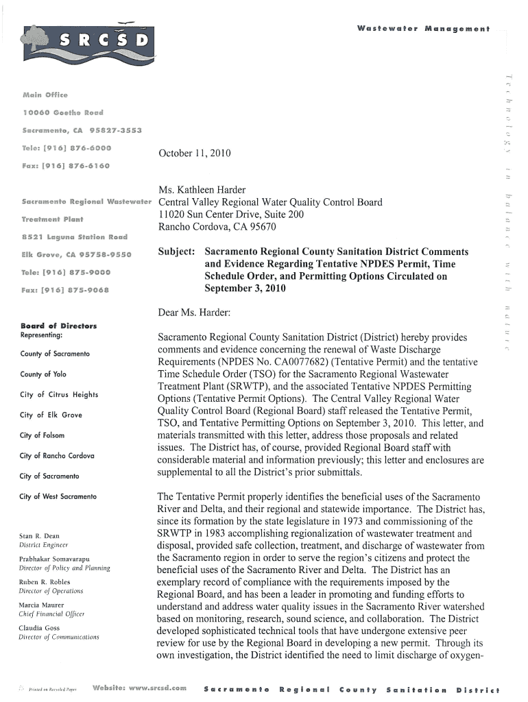 Sacramento Regional County Sanitation District - State Water Preview on Page 1
