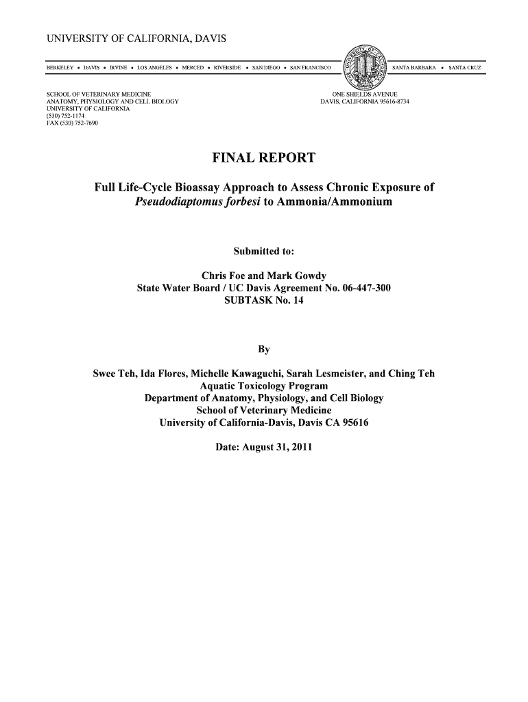Full Life-Cycle Bioassay Approach to Assess Chronic - State Water Preview on Page 1