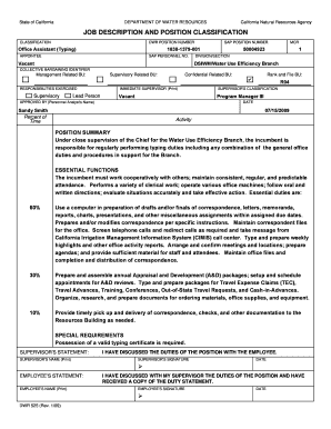 California Job Description Form
