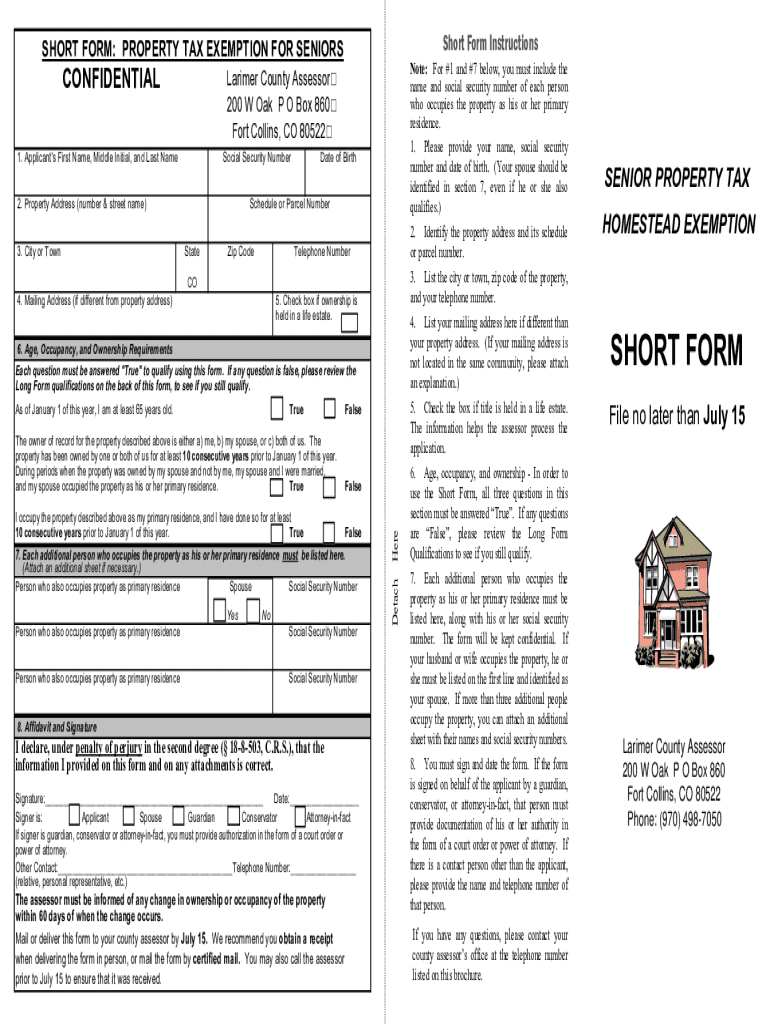 larimer county property tax exemption for seniors Preview on Page 1