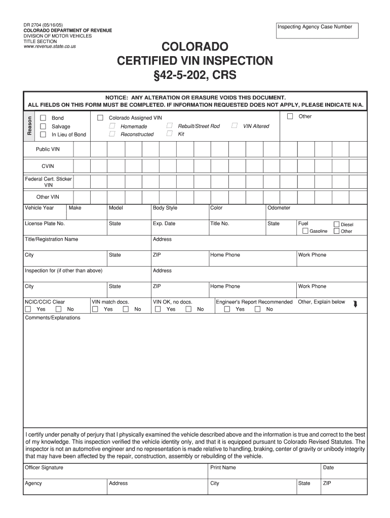 Oregon Vin Inspection Form Fillable Printable Forms Free Online