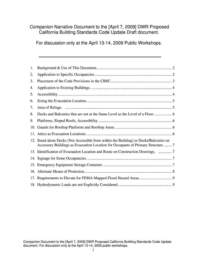 Companion Narrative Document to the April 7, 2009 DWR Proposed Preview on Page 1