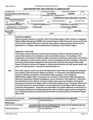 California Job Description Form