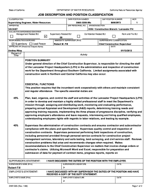 California Job Description Form